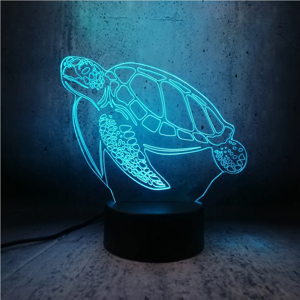Черепаха 3D светодиодный светильник красочная Эволюция ночные светильники