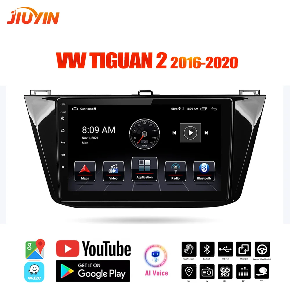 

JIUYIN Ai Voice For Volkswagen Tiguan 2 Mk 2016-2020 Car Radio Multimedia Video Player Navigation GPS Android 10 No 2din DVD