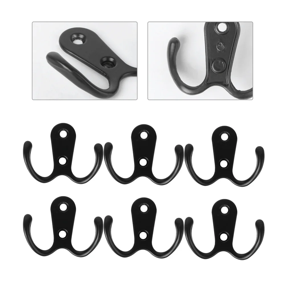 

10pcs 2-Pronged Coat Hooks Wall-mounted 2 Hole Towel Hanger for Coats Hats Clothing(Black)
