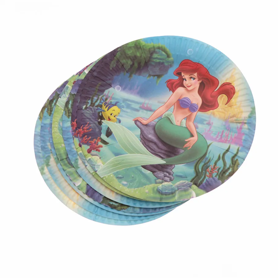 Маленькая Русалочка Ариэль тема девочка детский день рождения украшение тарелка