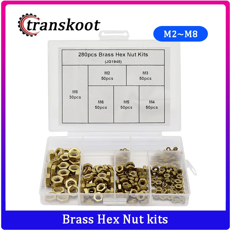 280 шт латунные гайки медные шестигранные наборы|Гайки| |