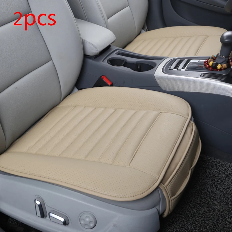 2pc Front Seat Beige Чехлы для автомобильных сидений, кожаные чехлы для автомобильных сидений, накладки для автомобильных сидений, универсальные защитные Ковровые Коврики, аксессуары - Название цвета: 2pc Front Seat Beige