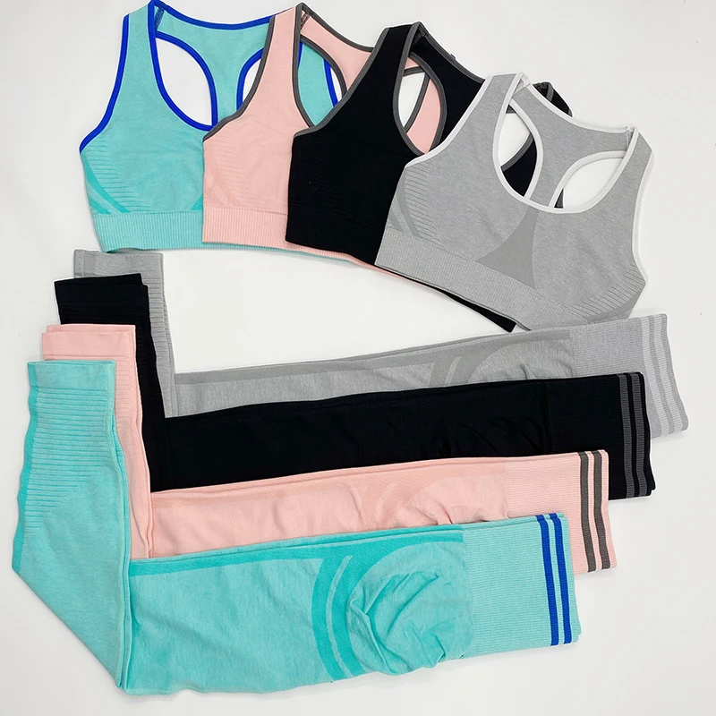 

2 Pieces Yoga Women Gym Clothes Breathable Sport Bra Top+ Slim High Waist Fitness Fashion Sweatpants For Workout Running Sets