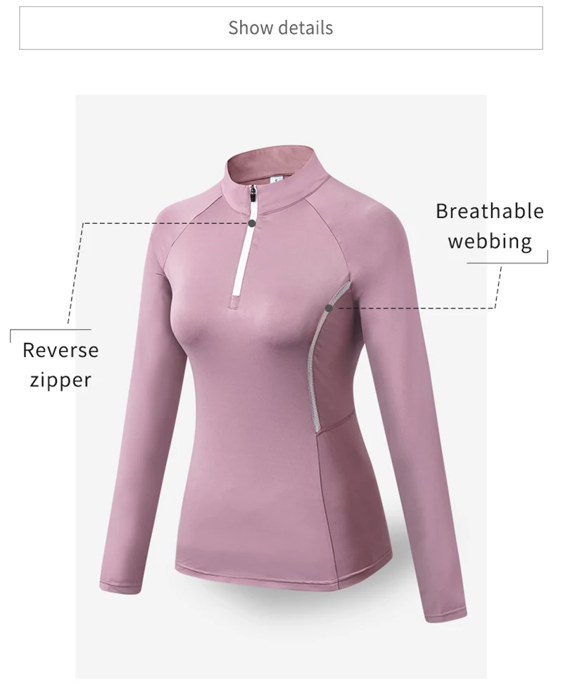 Лучшее качество водолазка на молнии женская спортивная футболка для тренировок