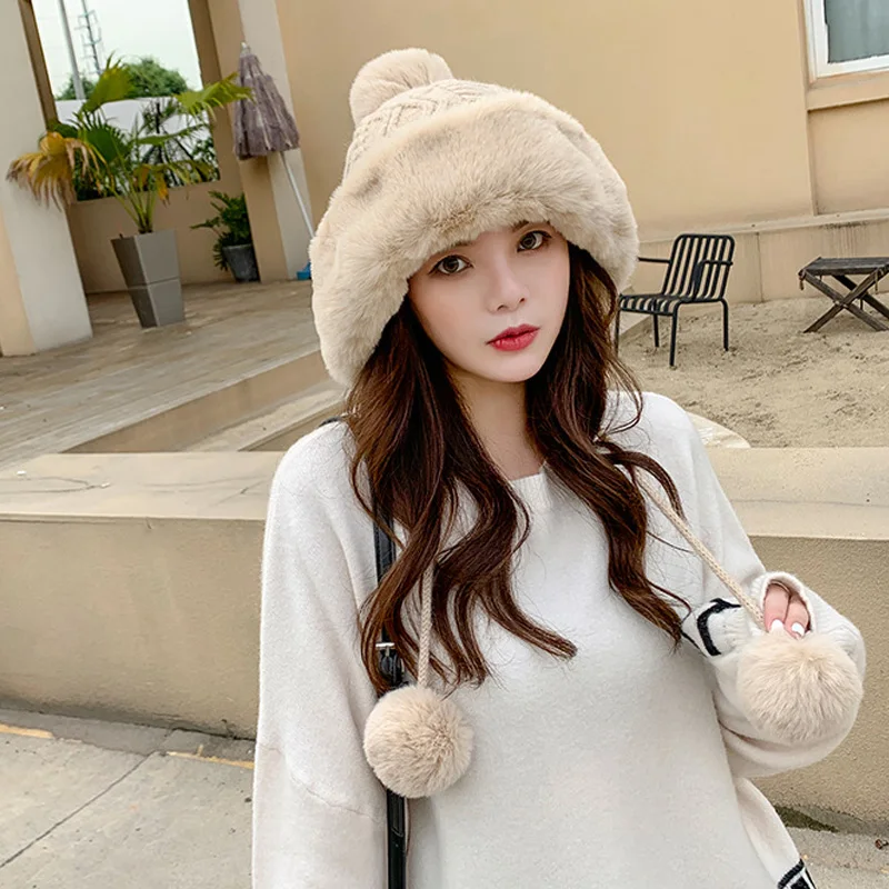 Пуловер и шапка женский х/б кашемировый пуловер из трех шерстяных шариков милый