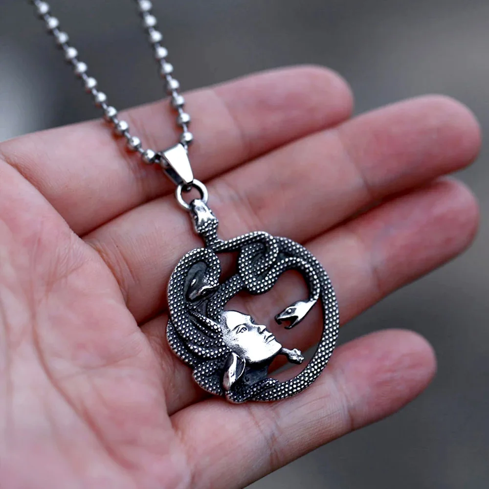 Панк готический греческая мифология змея головы Медузы кулон ожерелье мужчины