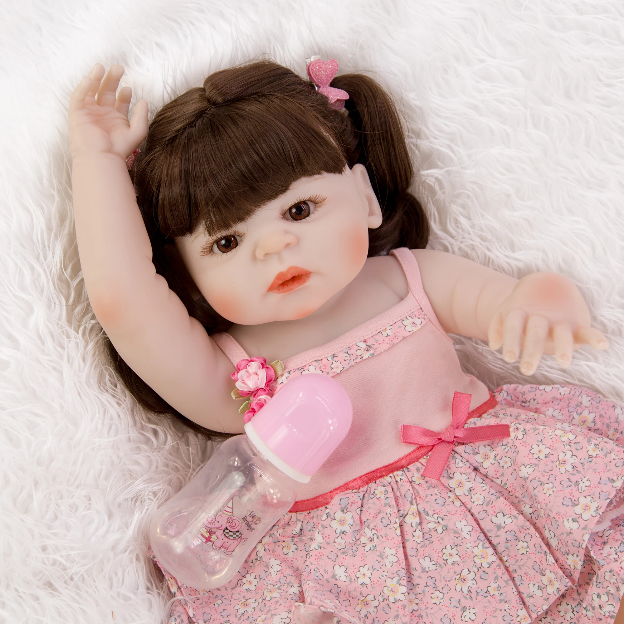 KEIUMI Очаровательная Bonecas Infantil Meninas 23 дюймов силиконовая полностью виниловая Реалистичная кукла Reborn Girl водонепроницаемый для детей подарок на день рождения