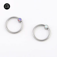 16g implant grade titanium astm f136 septum captive bead ring piercing clicker daith nose synthetic opal hoop jewelry
