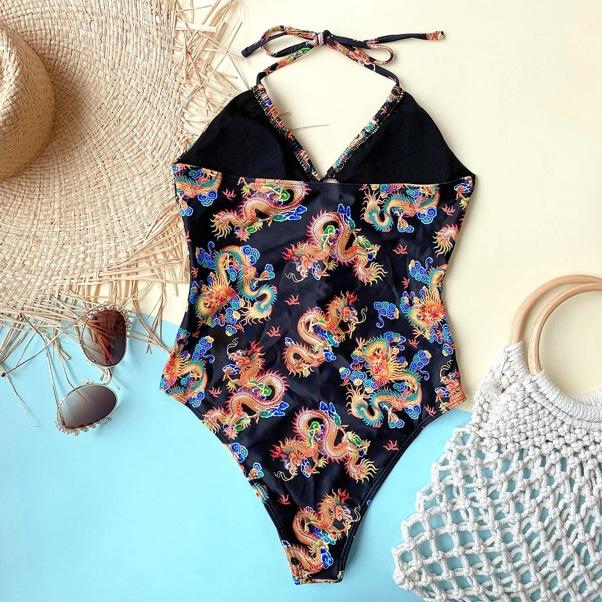 

Gold Print floral Girl Swimsuit Sexy Bikinis Pop Print Lady Women Swimsuits Outfits Classic Pattern Swimming set