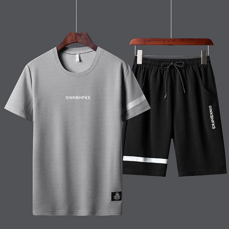 

2021 Summer New Men's T-shirt + Shorts Set Breathable Casual T shirt Running Set Fashion Harajuku Printed Male Sport Suit