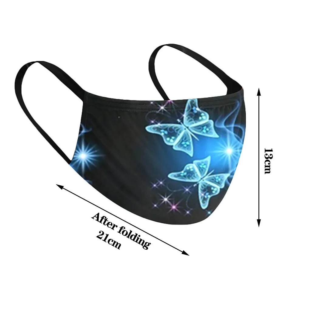 #35 взрослая защитная маска моющаяся с принтом бабочки хлопковая модная для лица