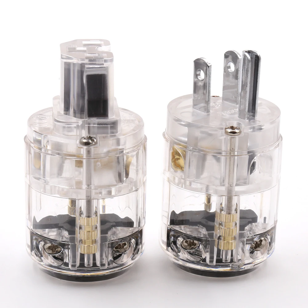 

Hi-End Transparent Clear rhodium Plated Copper Male Mains AC Power Cord Inlet Power Plug Connector for Hifi Audio power cable