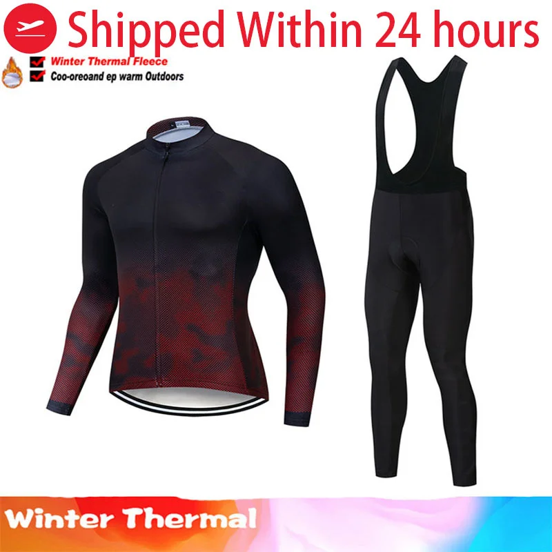 

2021 Winter thermal fleece Set Cycling Clothes men's Jersey suit Sport riding bike MTB clothing Bib Pants Warm sets