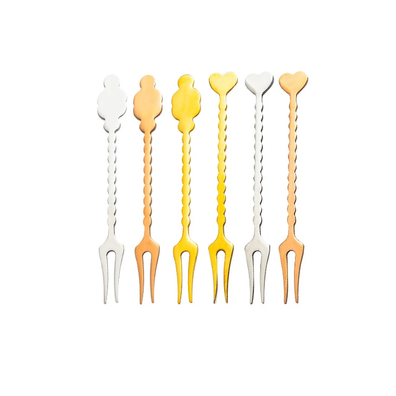 

1 pcs Stainless Steel Fork Fruit Cute Tableware Toothpicks in One Small Forks for Children Mini Forks for Appetizers Kitchen