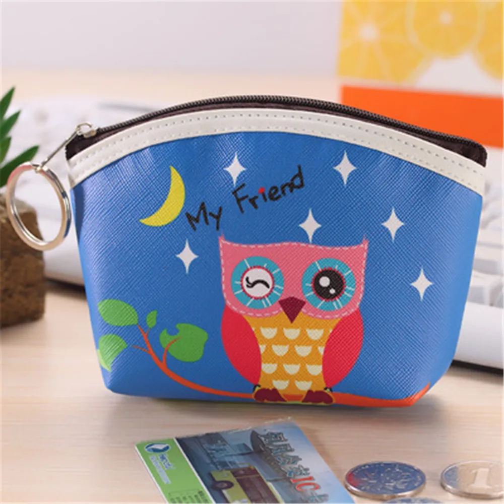 Чехол для ключей из ПУ кожи с рисунком совы маленький кошелек монет мини-сумка
