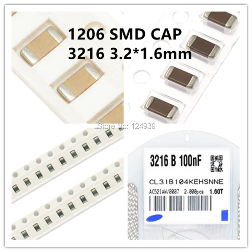 1206 крышка CER 3216 X7R 223K 22nF 474K 470nF 100V 103K 10nF 222K 2.2nF 50V 820pF 500V 183K 18nF 250V 122K 1.2nF 102K 1nF 2KV