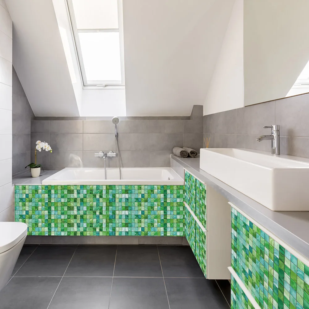 New self-adhesive mosaic waterproof and oil-proof wall surface emerald decorative sticker | Обустройство дома