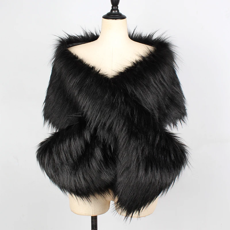 Женская шаль из искусственного меха теплый плюшевый шарф для свадебной