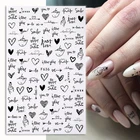 Новые 3D наклейки для ногтей крутые наклейки с английскими буквами для ногтей из фольги любовь сердце дизайн аксессуары для ногтей модные слайдеры наклейки