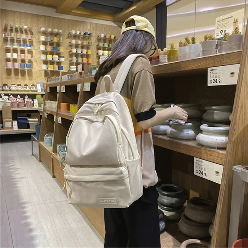 

Нейлоновый рюкзак для мужчин и женщин, однотонная школьная сумка для студенток-подростков, дорожные портфели для мужчин и женщин