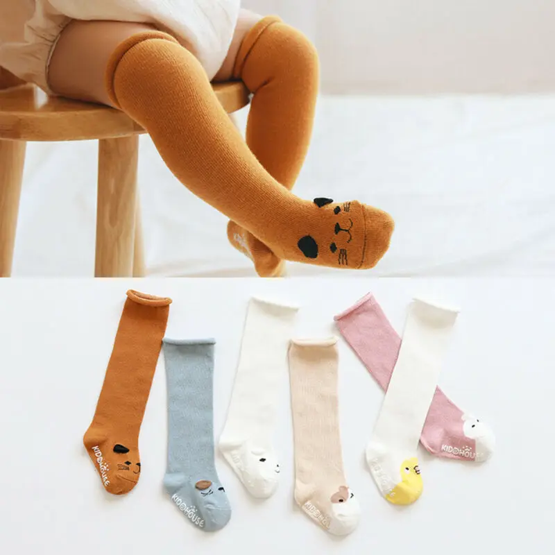 

Lovely Toddler Kid Baby Girl Cartoon Knee High Long Stockings Bow Cotton Soft Warm Tights Stockings 0-3 Years