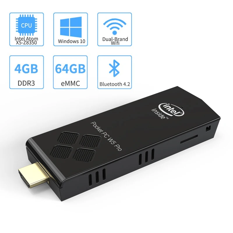 T5 мини ПК Windows 10 лицензированный процессор Intel Atom X5 Z8350 2 ГБ DDR3 32 Гб 64 HDMI VGA двойной wifi