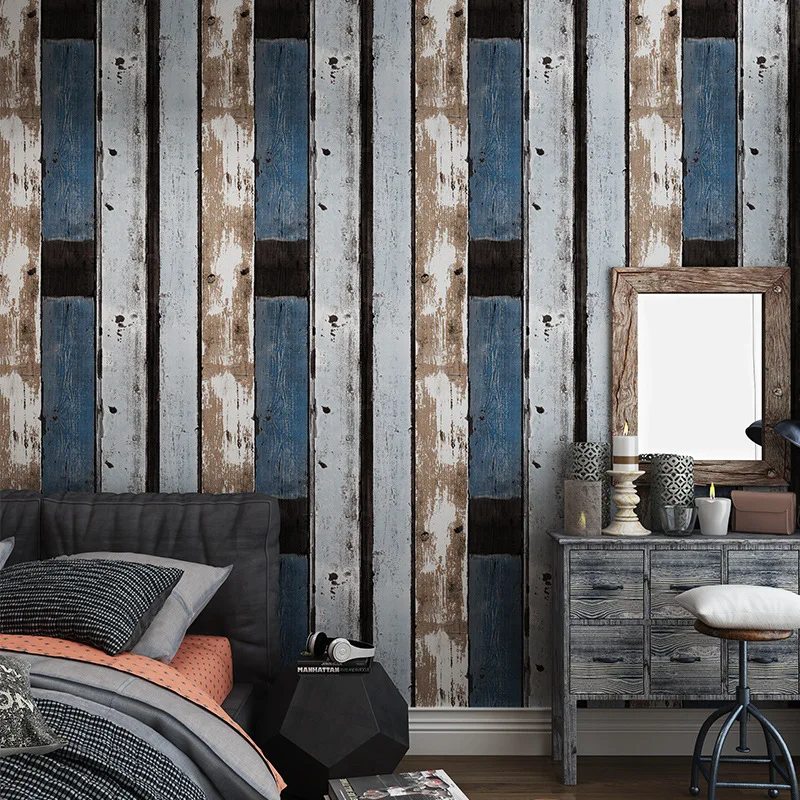 

Retro industrial style loft nostalgic wood grain American wood plank personality fashion Nordic TV background wallpaper