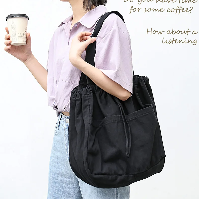 Большая Холщовая Сумка-тоут для женщин простая вместительная Повседневная