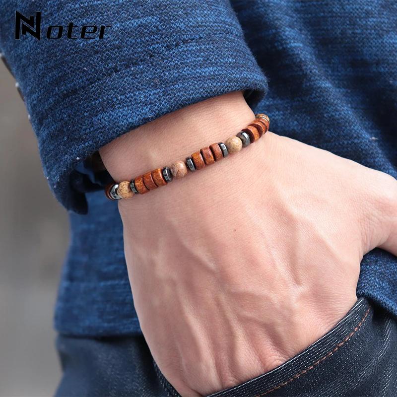 Мужской браслет в стиле бохо Noter новый дизайн Антиквариат из дерева браслеты