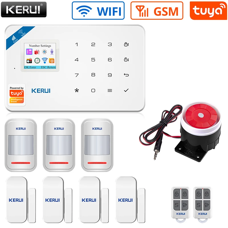 KERUI W181 Tuya WIFI GSM Wireless Smart Alarm System Home Security APP Remote Control Indoor Camera Door Sensor Kit