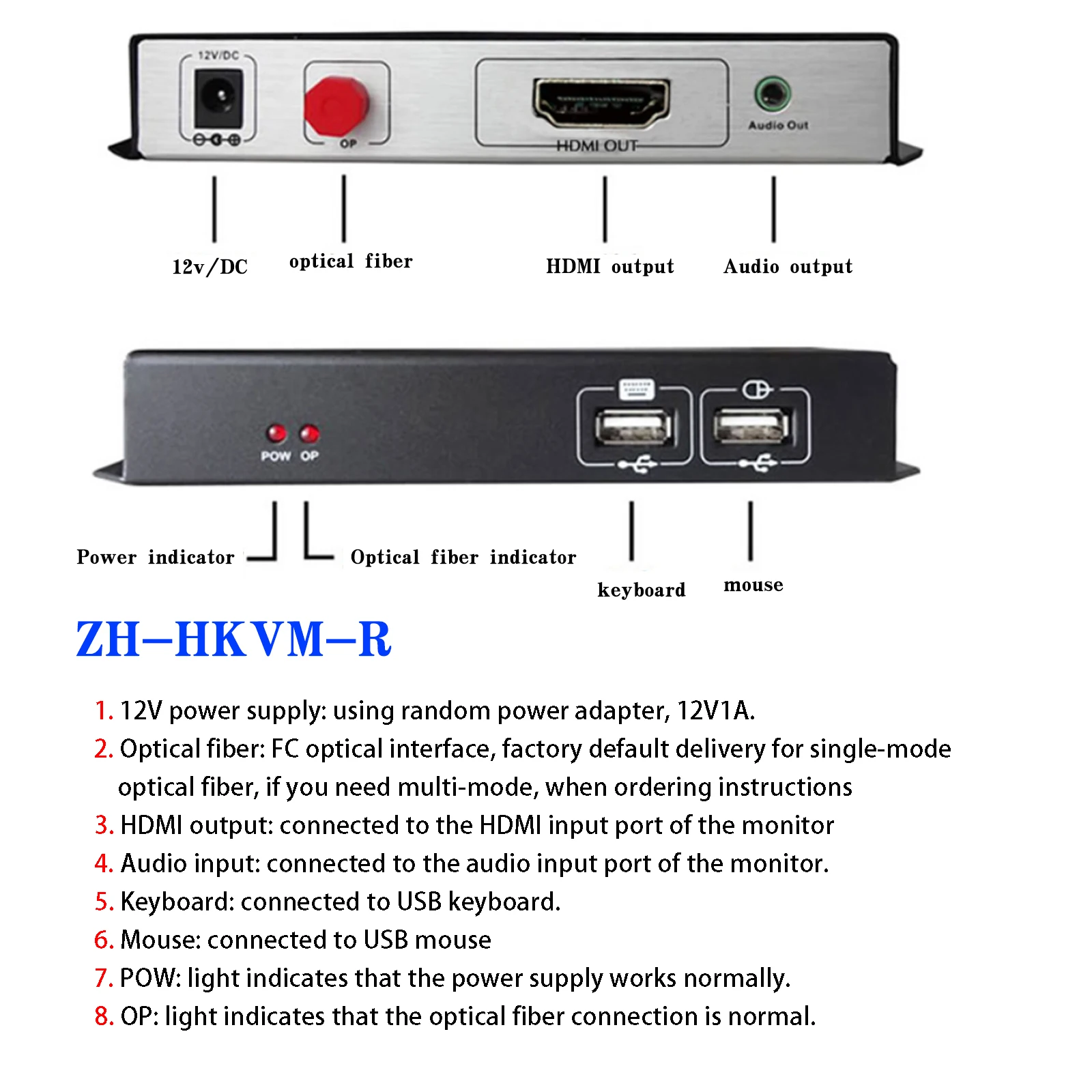 

HDMI to FC SFP Single mode 1-core fiber KVM Optical Fiber Extender KVM keyboard and mouse 1920*1200 HDMI Fiber KVM Transmitter