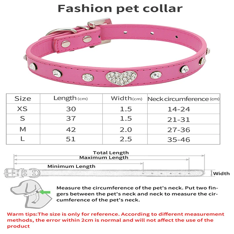 Блестящая искусственная кожа стразы в форме сердца хорошие украшения ошейник