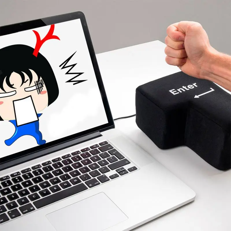 Enter Key Pillow Big USB Button Stress Relief Vent Tools Unbreakable Relax key Office Desktop Nap | Дом и сад