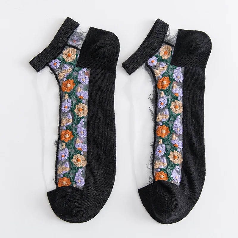 

Women Thin Socks Transparent Summer Socks Shallow Mouth Boat Socks Pink Crystal Glass Socks Pure Cotton Bottom Silk Socks