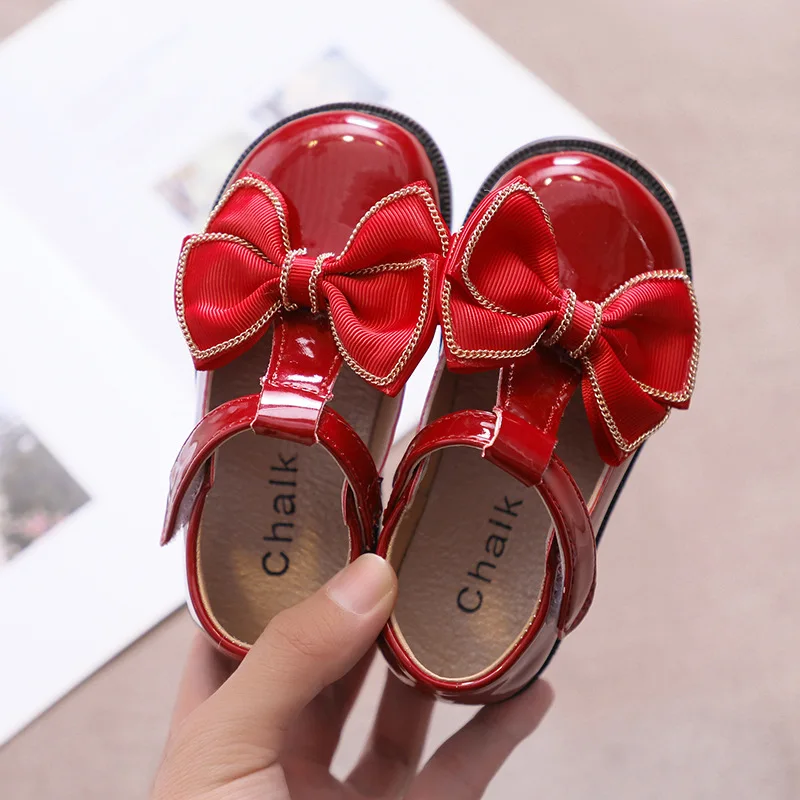 

Toddler Baby Girls Mary Jane Leather Shoes Kids T-Strap Bow-knot Princess British Dress Shoes Infant Shoe Chaussure Fille Pink