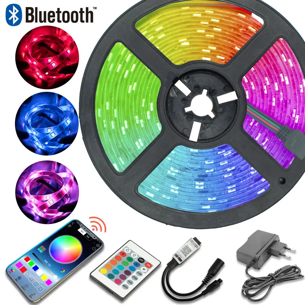 

LED Strip Lights Bluetooth Control RGB 2835 DC 12V 7.5M EU Plug Diode Flexible Tape 32.8ft Home Decoration Christmas Luces Led