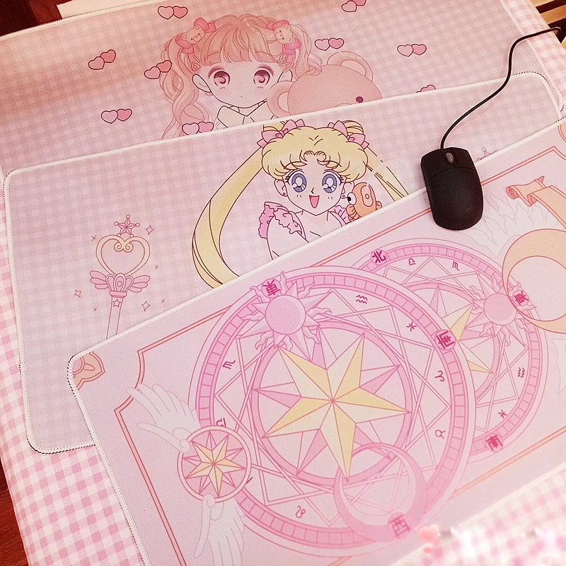 1 шт. Сейлор Мун розовый большой коврик для мышки с аниме карты Captor Sakura