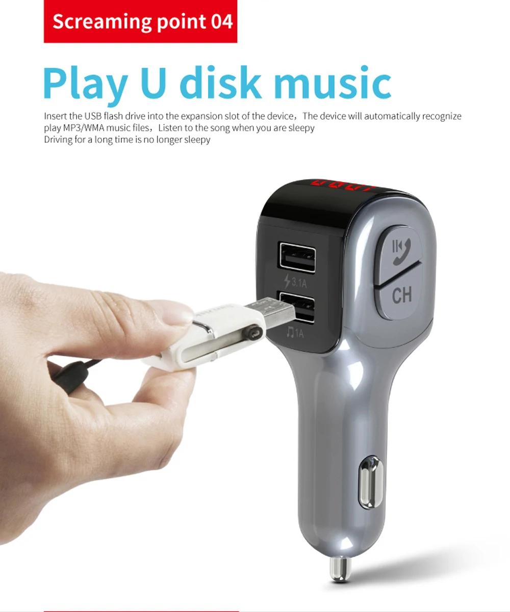 DHKEJI Автомобильный Bluetooth беспроводной fm-передатчик MP3-плеер USB зарядное устройство автомобильные аксессуары fm-модулятор