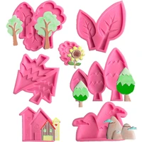 christmas theme tree house silicone mold for fondant chocolate epoxy sugarcraft mould pastry cupcake decorating kitchen tool