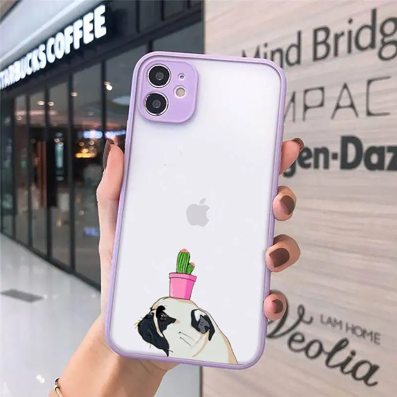 

CARTOON Pug Dog French Bulldog Phone Cases Matte Transparent For iPhone 12 Mini 11 Pro XR XS Max 7 8 Plus