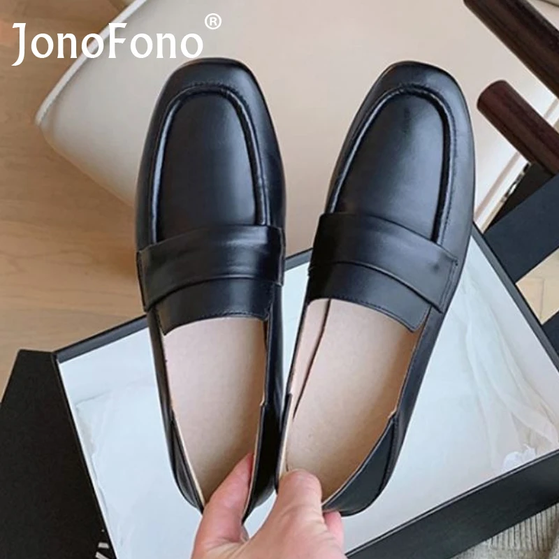 

JonoFono Size 33-40 Real Leather Flats Women Shoes Slip On Shallow Loafers Casual Spring Ins Fashion Female Ladies Footwear