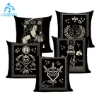 Полиэстеровые Черные Декоративные подушки, чехол с картами Таро для гадания волшебника, наволочка для дивана, дома, гостиной