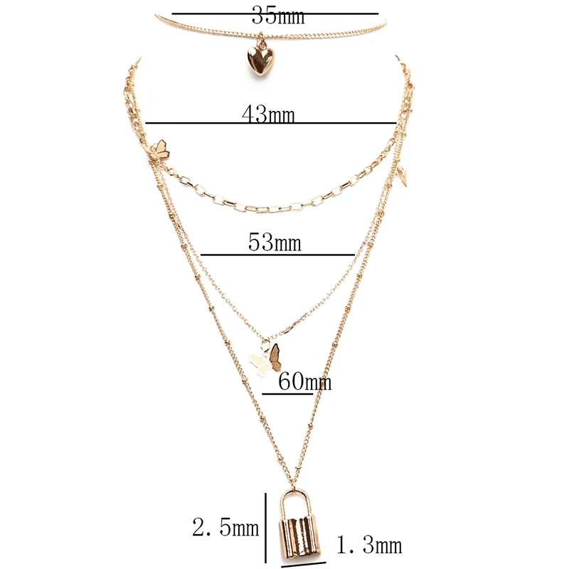 Многослойное ожерелье-чокер с замком для влюбленных в стиле стимпанк - купить по