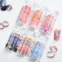 kawaii flower washi tape set cute galaxy masking tape decorative adhesive tape sticker scrapbooking japanese diary stationery
