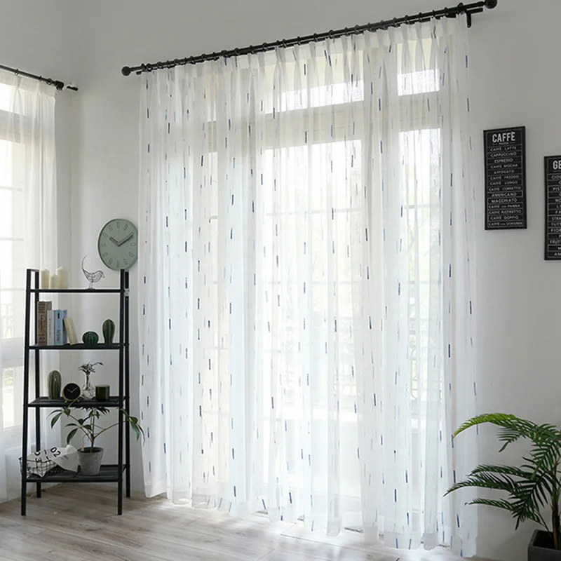 Льняные белые газовые занавески полосатые экраны зеленые тюлевые перегородки