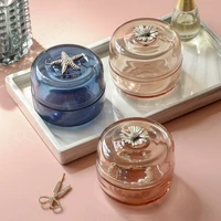 silver blue candy jar glass mediterranean dressing table jewelry cosmetic containers cereal dispenser living room decoration