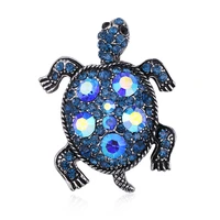 blue crystal sea turtle brooches for women yellow rhinestone tortoise animal brooch pins woman suit shirt shawl accessories gift