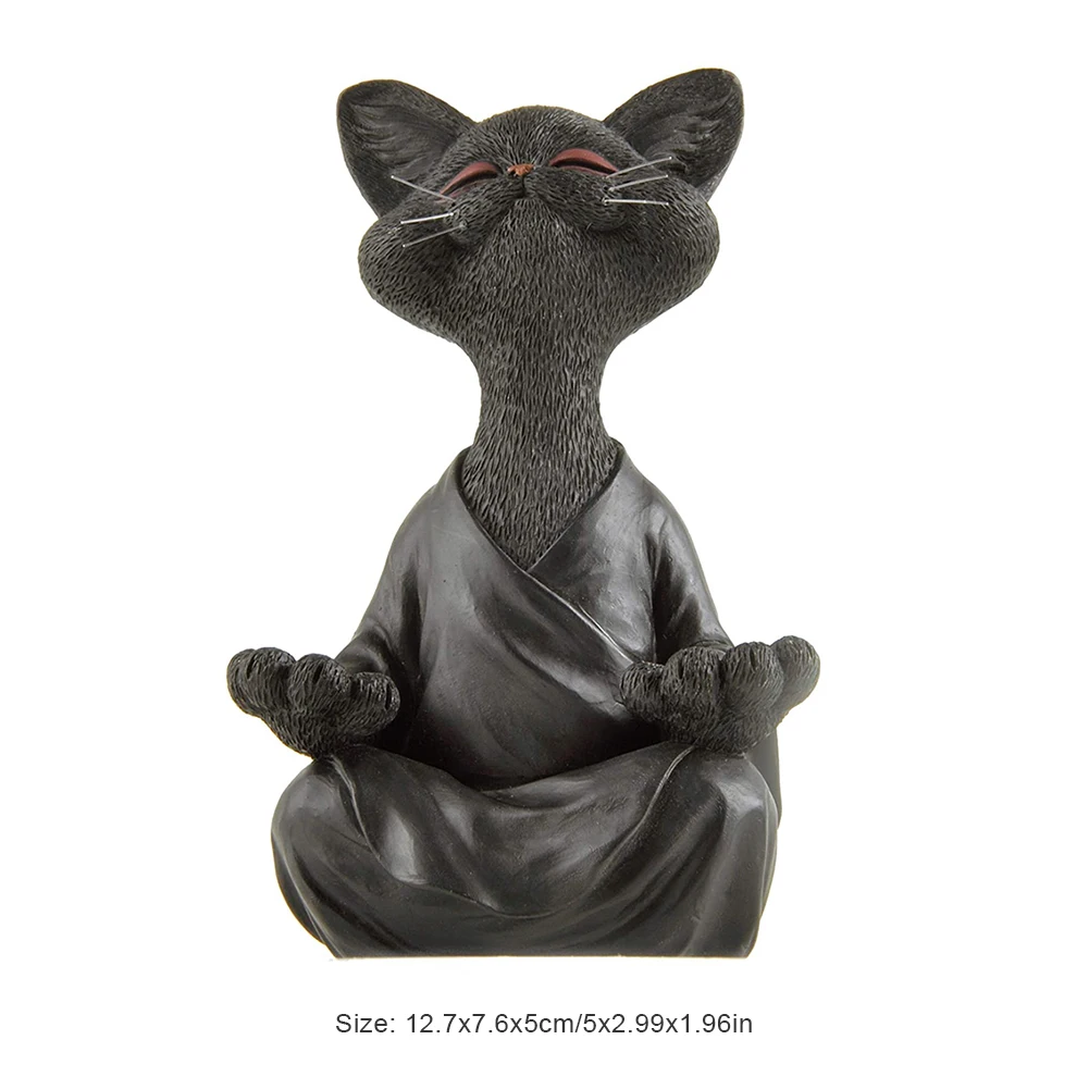 

Resin Yoga Meditation Cat Prayer Figurine Statue Nordic Art Craft Decoration for Home Room Studio Garden Ornaments