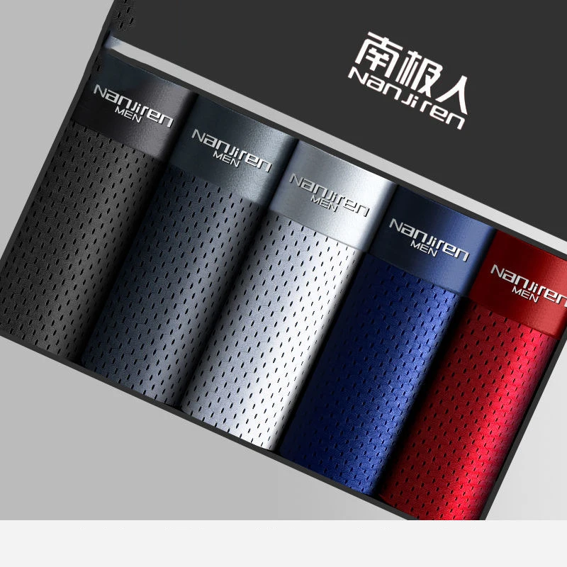 Men'S Boxer Underwear Summer Breathable Mesh Shorts Men'S Brand Underwear Sexy Ice Silk Boxer Shorts Plus Size Men'S Underwear