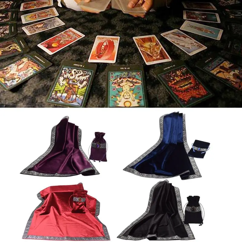

Tarot Tablecloth with Cards Bag Velvet Altar Tarot Cloth Wicca Divination Astrology Tapestry Board Game Card Pad